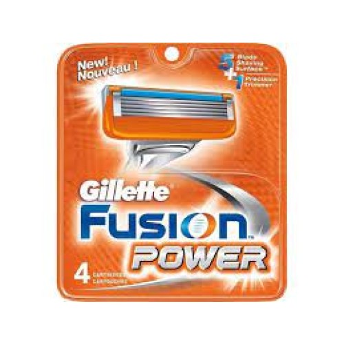 GILLETTE FUSION POWER CARGADOR 4U C/10
 HOJAS DE AFEITAR Y CARGADORES